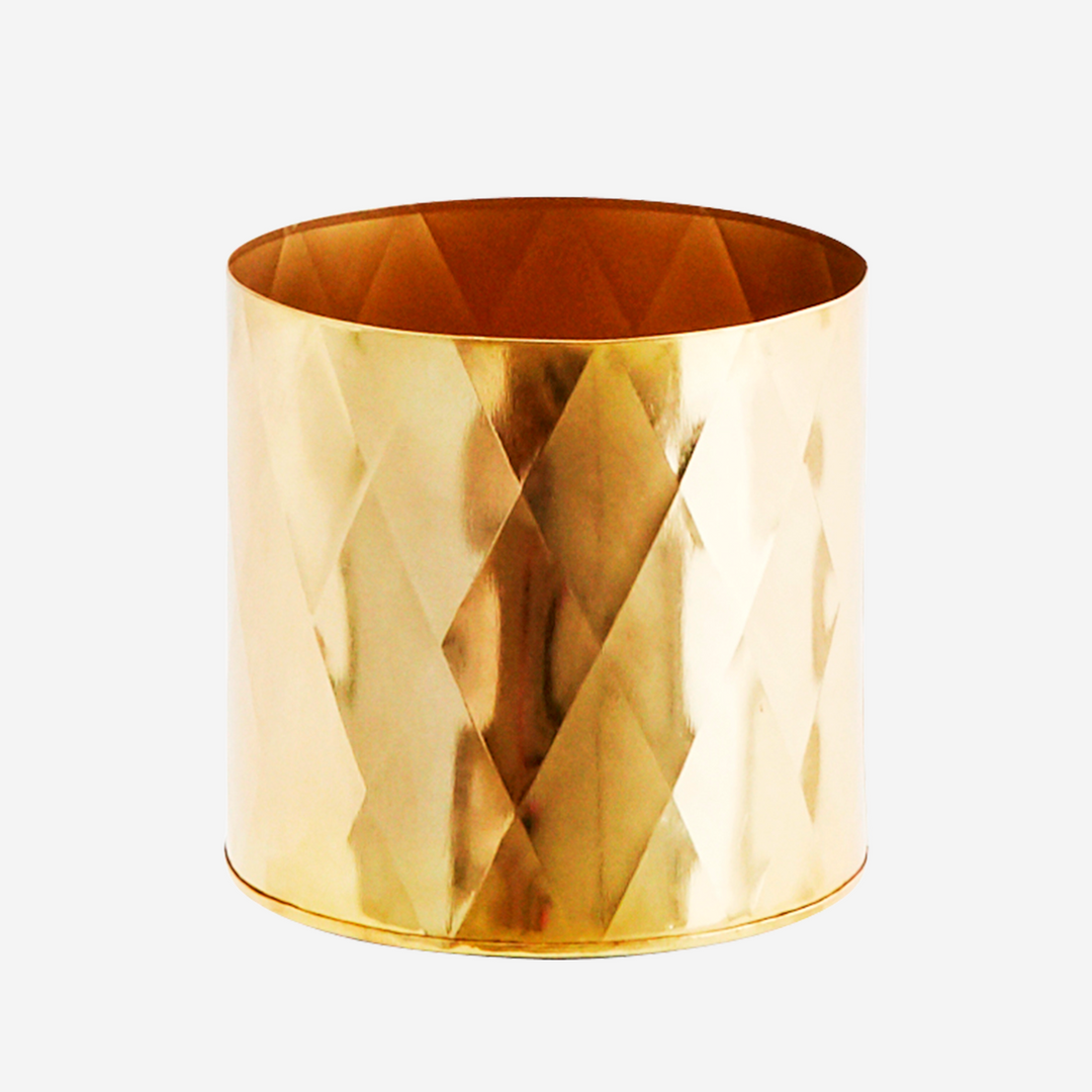 Flower pot with harlequin pattern gold