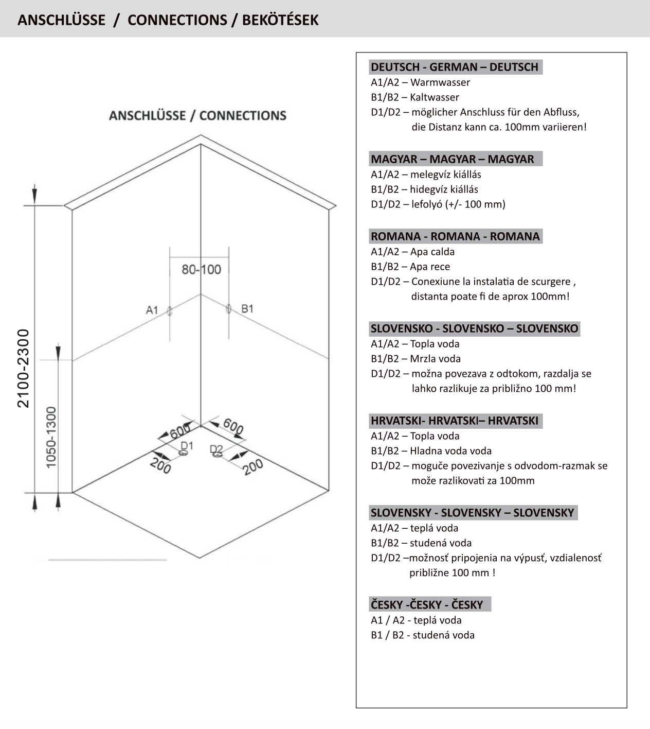 Complete shower cubicle BALATON 80x80/90x90 x 203