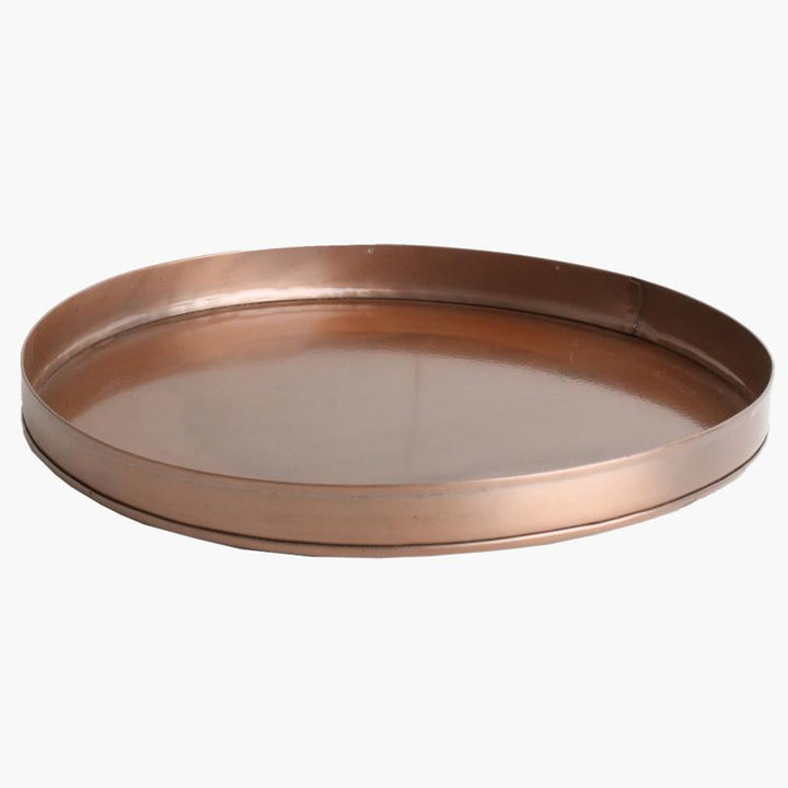 Round decorative tray copper