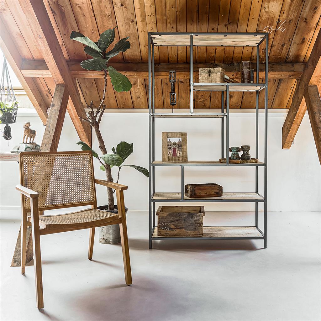 Retro chair with armrests with Viennese cane