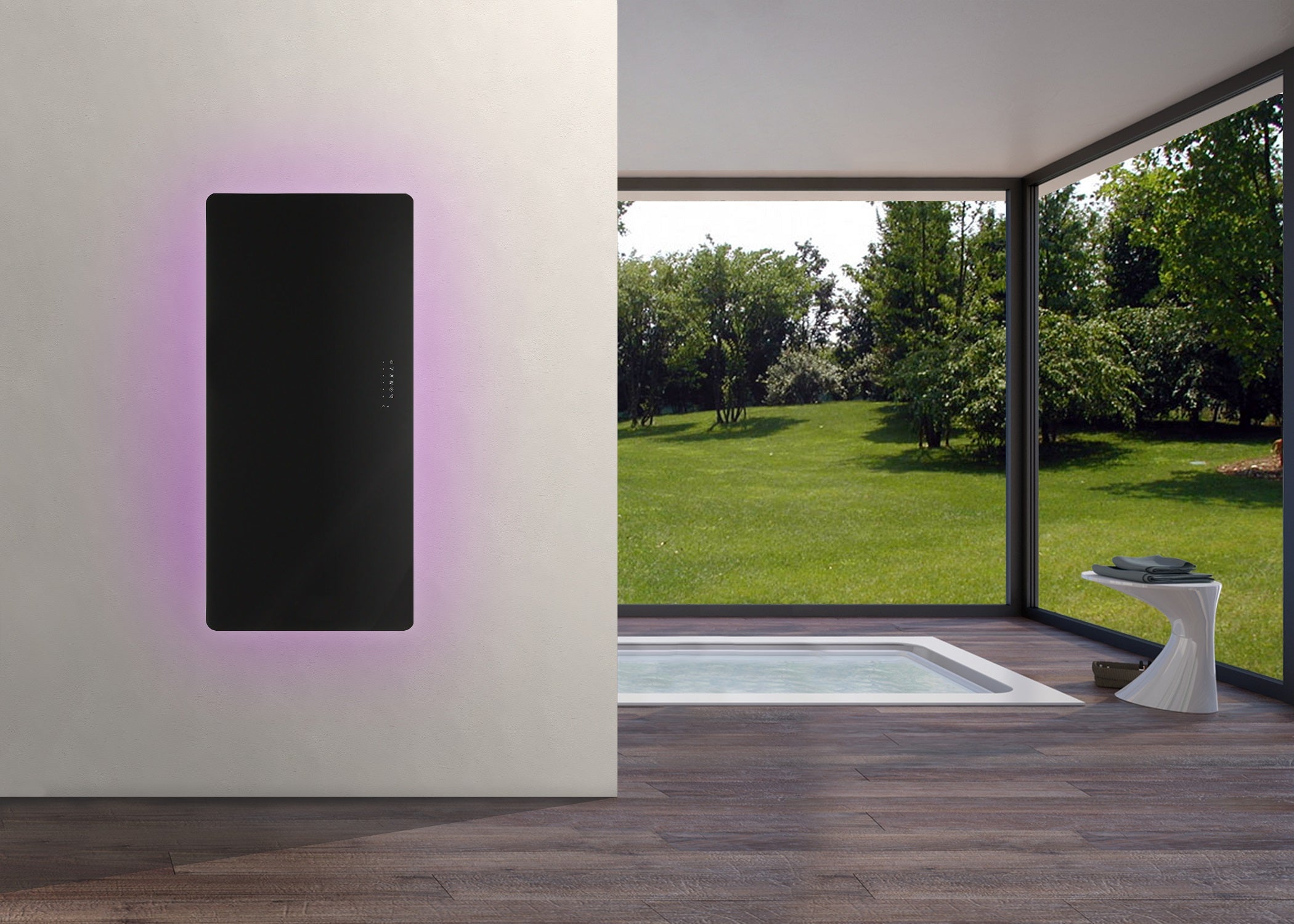 Radiador eléctrico de diseño E-Rom 152 x 60 cm negro