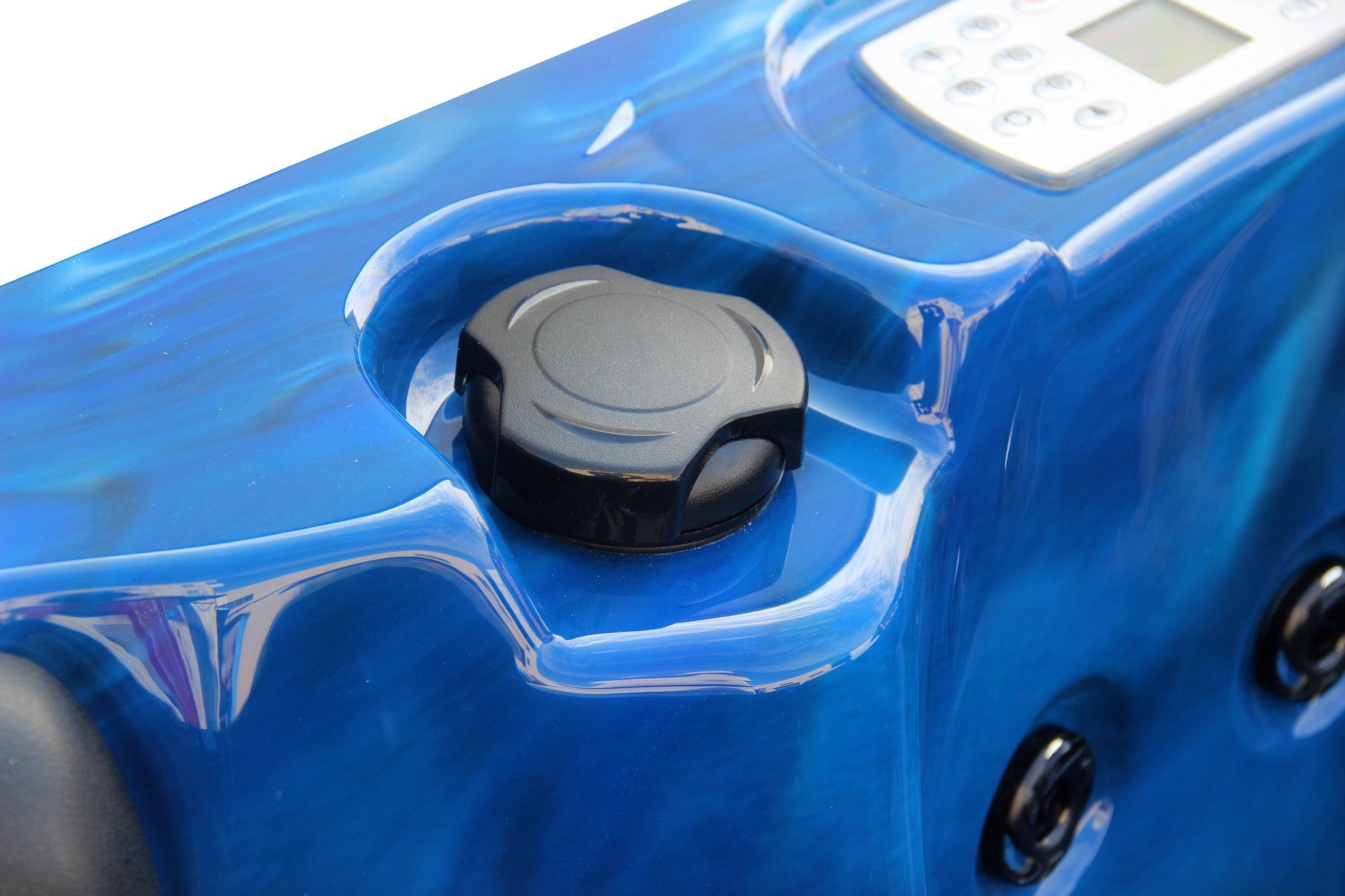 Outdoorwhirlpool PALMA BLUE MARBLE inkl. Abdeckung und Stiege 190x190x86 cm