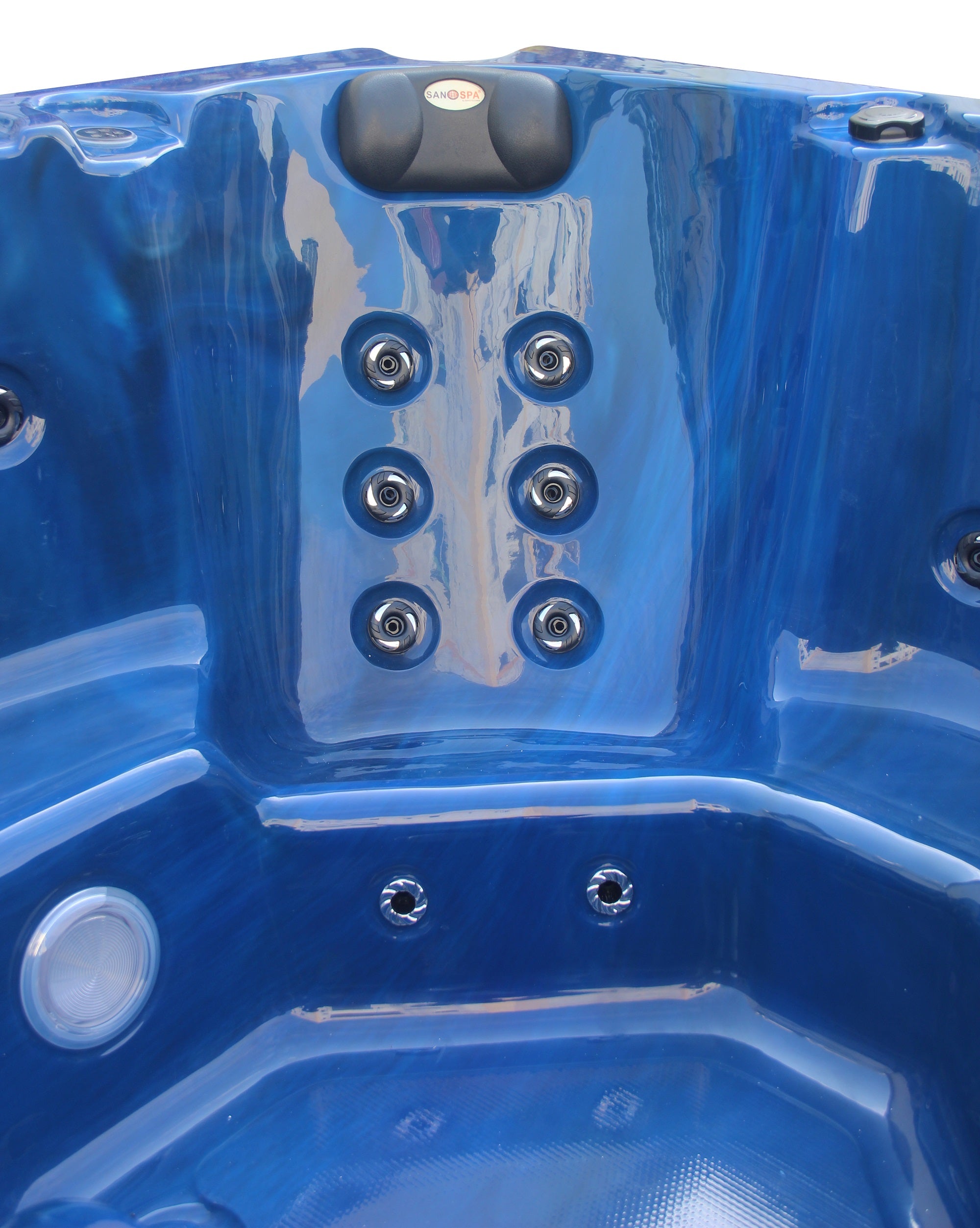Outdoorwhirlpool PALMA BLUE MARBLE inkl. Abdeckung und Stiege 190x190x86 cm