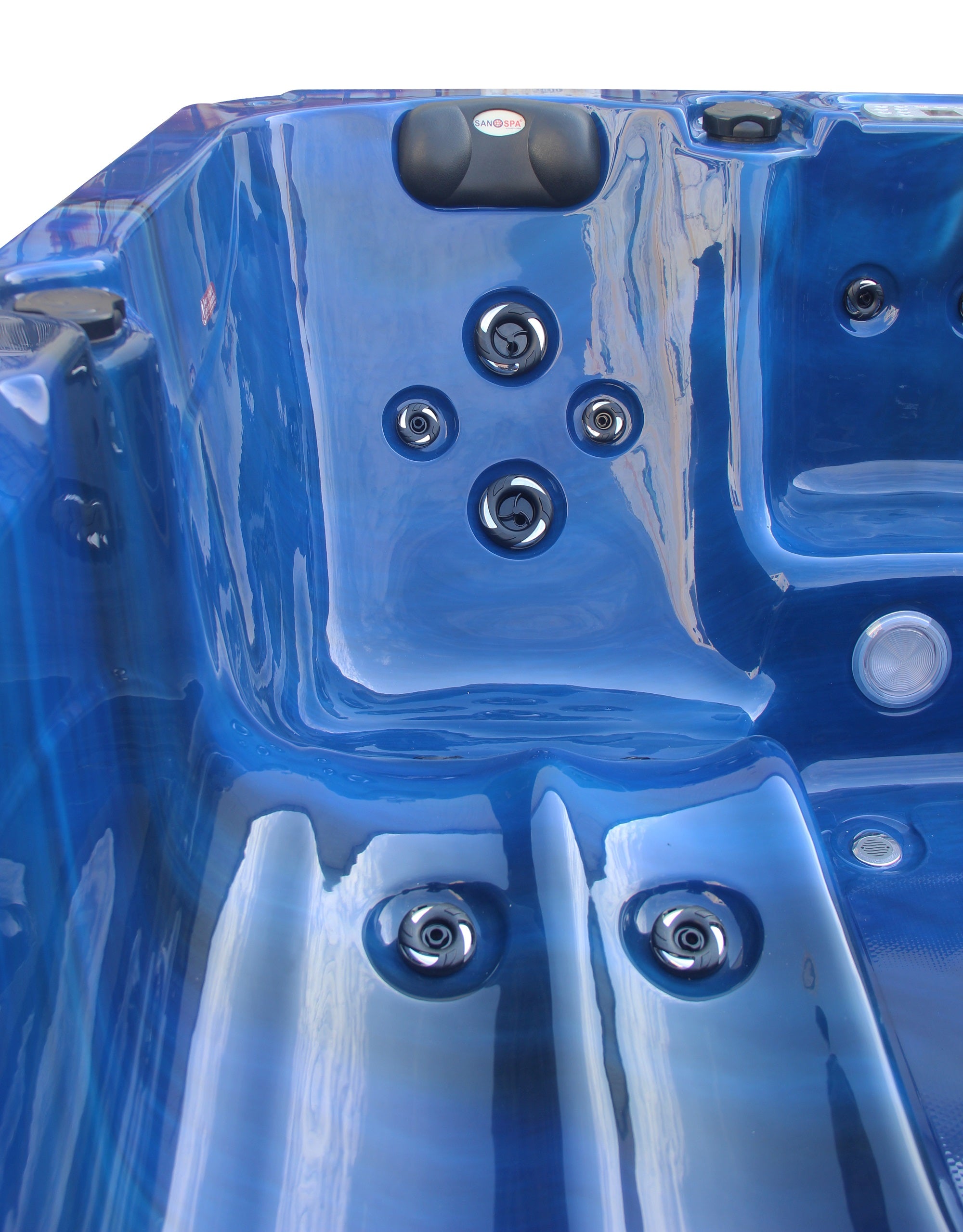 Outdoorwhirlpool PALMA BLUE MARBLE inkl. Abdeckung und Stiege 190x190x86 cm