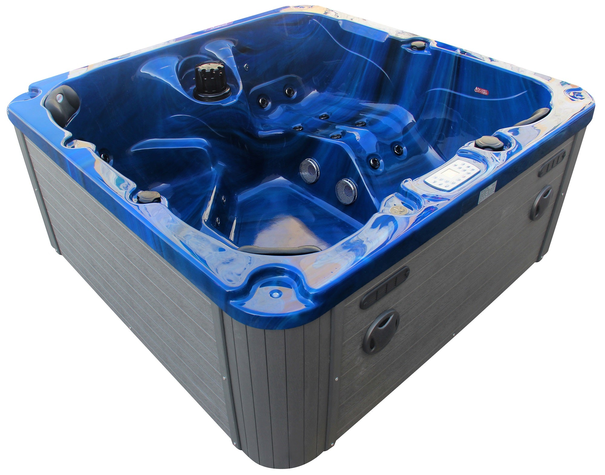 Outdoorwhirlpool PALMA BLUE MARBLE inkl. Abdeckung und Stiege 190x190x86 cm