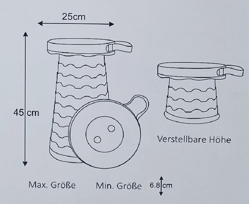 Tragbarer Teleskophocker mit Schultergurt in 3 verschiedenen Farben